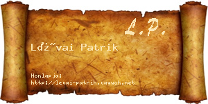 Lévai Patrik névjegykártya